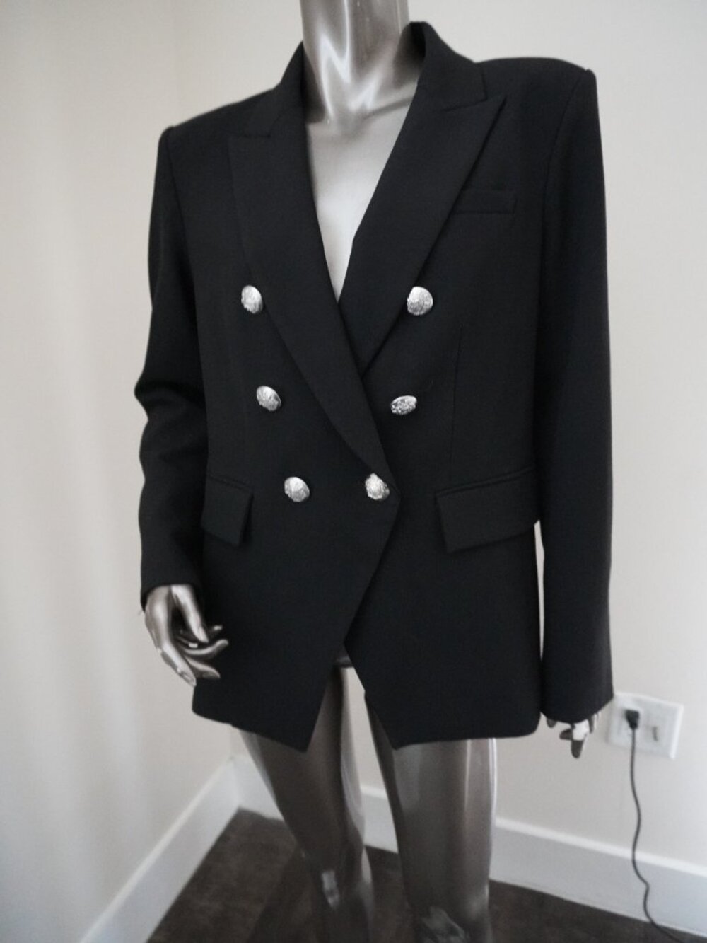 Veronica Beard Miller Dickey Blazer Black Silver Crest Buttons Jacket Size 10 - Picture 7 of 8